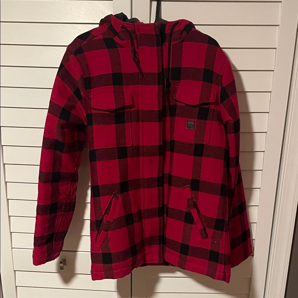 Carhartt Women’s Red Black Checkered Plaid Hoodie Jacket Coat